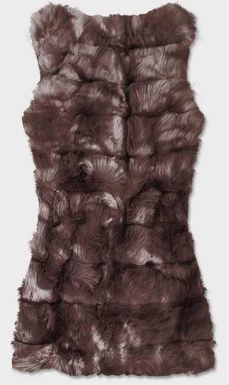 DŁUGA KAMIZELKA ZE SZTUCZNEGO FUTRA BRĄZOWA (102#)