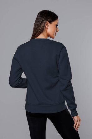 Bluza dresowa damska ze ściągaczami ciemny granat (w01-25)