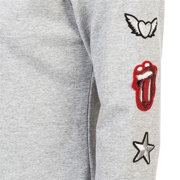 BLUZA Z APLIKACJĄ NA RAMIENIU SZARY MELANŻ (1057)