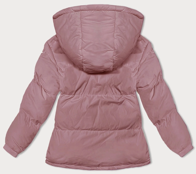 Damska kurtka zimowa z kapturem brudny róż (5M3169-46)