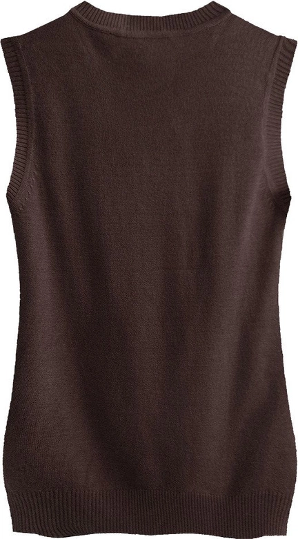 SWETERKOWA KAMIZELKA Z DEKOLTEM W SEREK BRĄZOWA (X8070X)