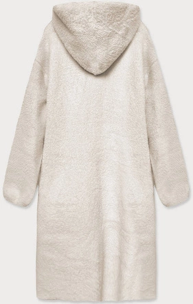 Narzutka z kapturem a'la wełna  beżowa (b3006)