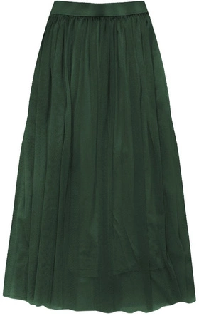 TIULOWA SPÓDNICA O DŁUGOŚCI MAXI CIEMNOZIELONA (149ART)