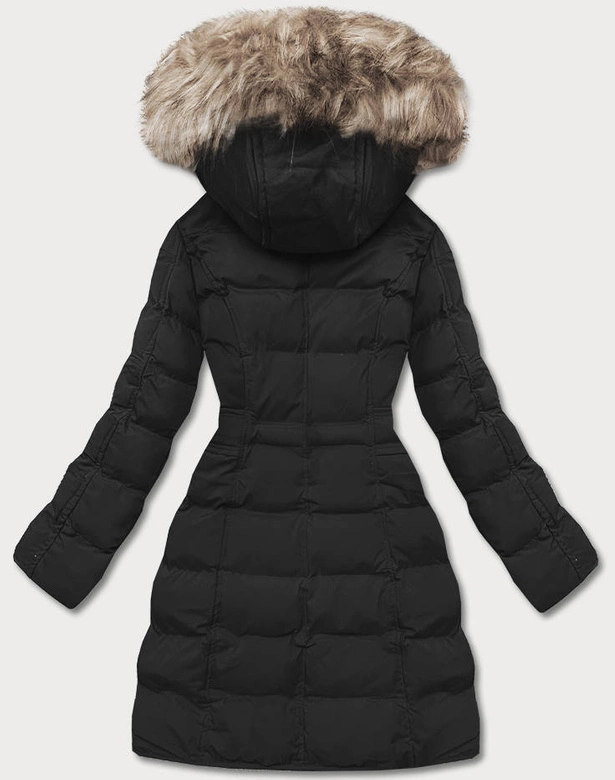 Zimowa kurtka damska z kapturem czarna (m-21603)