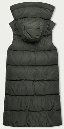 Długa kamizelka damska dwustronna khaki-beż (B8248-11)