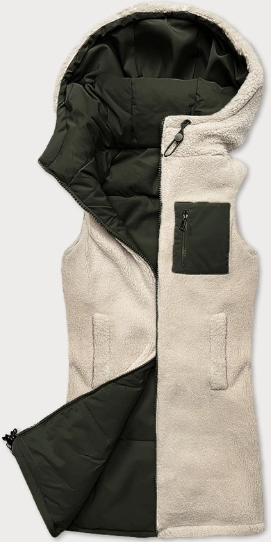 Dwustronna kamizelka damska baranek J Style army (16M9166-136)