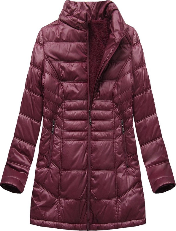PIKOWANA DAMSKA KURTKA ZIMOWA Z KAPTUREM BORDOWA (B2617-30)