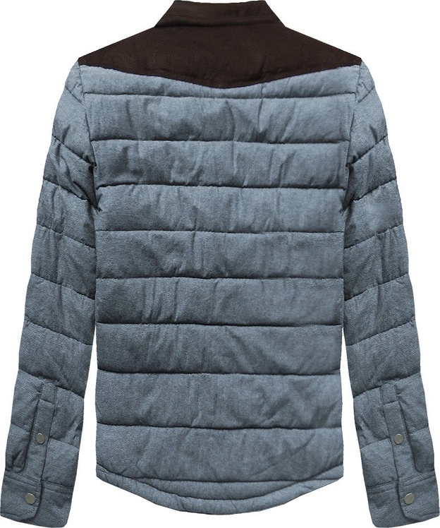 MĘSKA KURTKA ZIMOWA Z KOŁNIERZEM NIEBIESKA (005LJ)