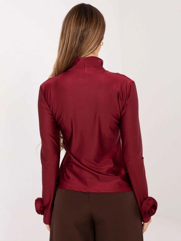 Wizytowa bluzka z różami Goodlookin bordowa (272611)