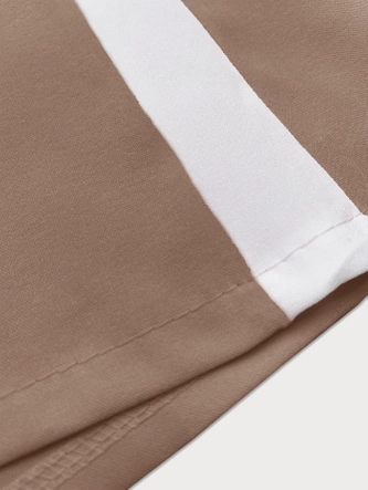 Luźne spodnie damskie z lampasami karmel (764ART)