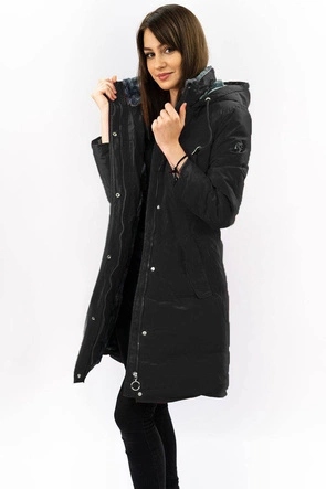 PIKOWANA ZIMOWA KURTKA DAMSKA CZARNA (M-963)