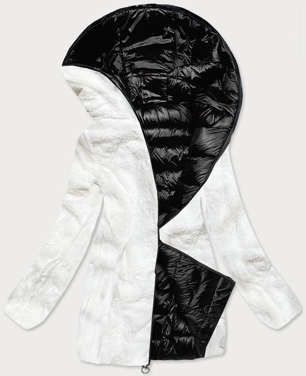 DWUSTRONNA KURTKA DAMSKA ZIMOWA CZARNO-BIAŁA (B9582-1026)