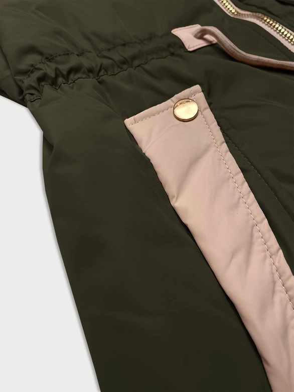 Kurtka damska ze ściągaczem w talii S'West khaki (B8352-11)