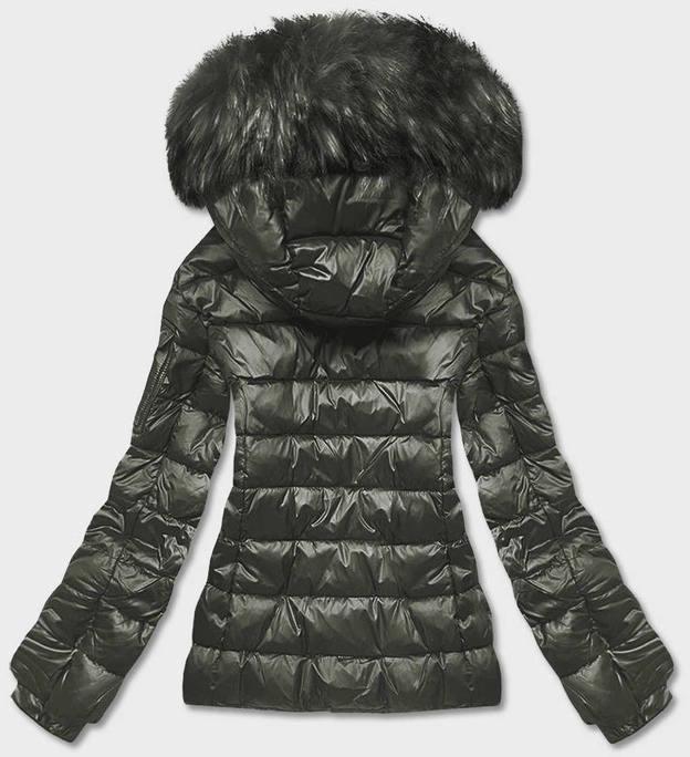 Krótka kurtka damska zimowa khaki (YP-20129-6)