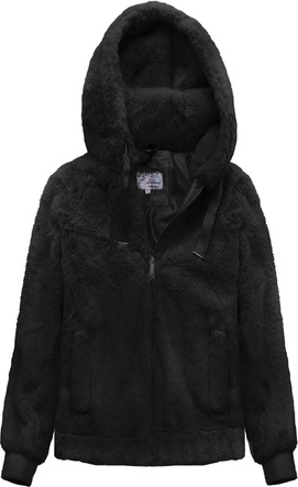 PLUSZOWA KURTKA Z KAPTUREM CZARNA (2019)