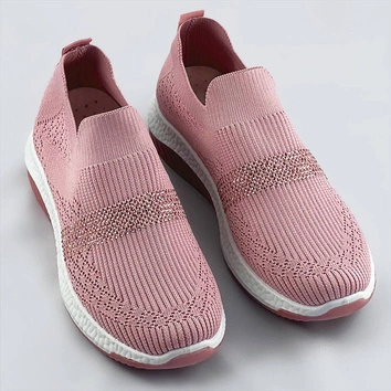 Ażurowe buty damskie z cyrkoniami różowe (c1057)