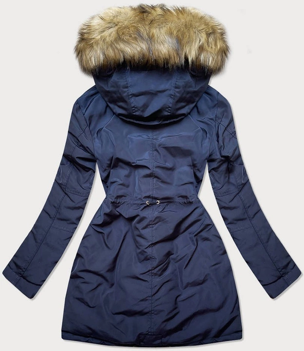 DWUSTRONNA KURTKA DAMSKA ZIMOWA Z KAPTUREM GRANATOWA (W707/1)