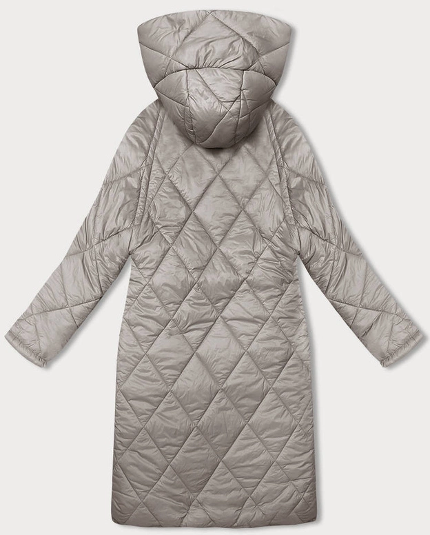 Długa kurtka damska z kapturem beżowa (5M3171-62)