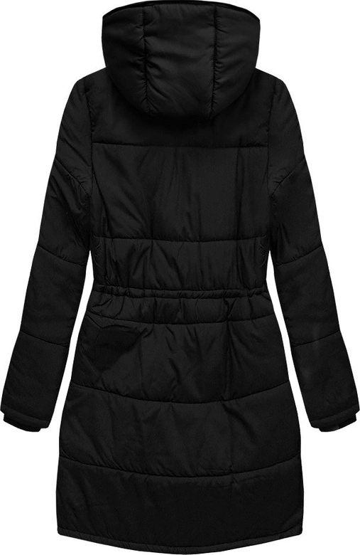 PIKOWANA DAMSKA KURTKA ZIMOWA Z KAPTUREM CZARNA (B2627)