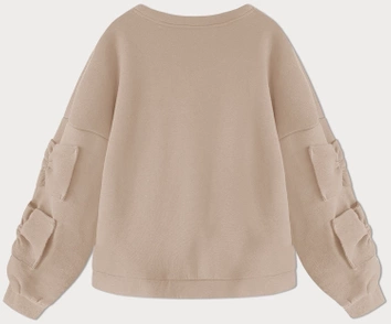 Ciepła bluza damska z kokardkami beżowa (23999)