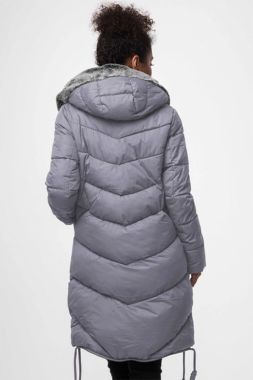 DŁUGA KURTKA ZIMOWA Z KAPTUREM WRZOSOWA (J18-002)