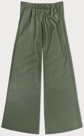 Eleganckie szerokie spodnie damskie khaki (33575)