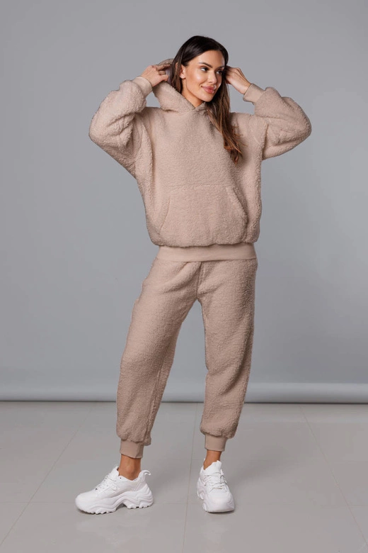 Ciepły komplet dresowy damski miś beżowy (YP-1104)