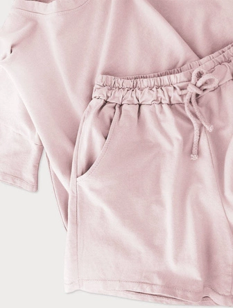 DRES DAMSKI BLUZA I SPODENKI PUDROWY RÓŻ (598ART)