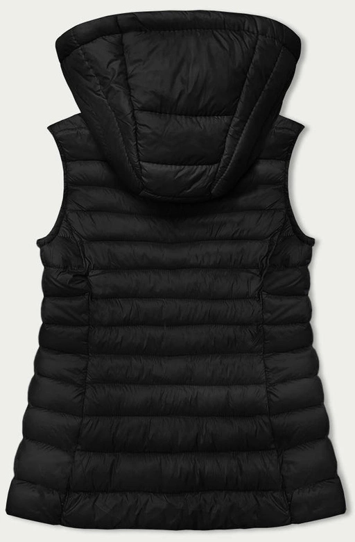 Pikowany bezrękawnik z kapturem damski czarny (16M9139-392)