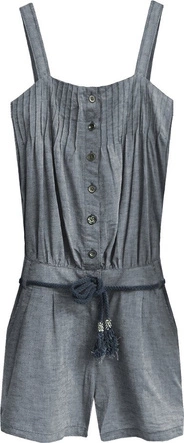 KRÓTKI KOMBINEZON Z LNU I BAWEŁNY NIEBIESKI (423ART)