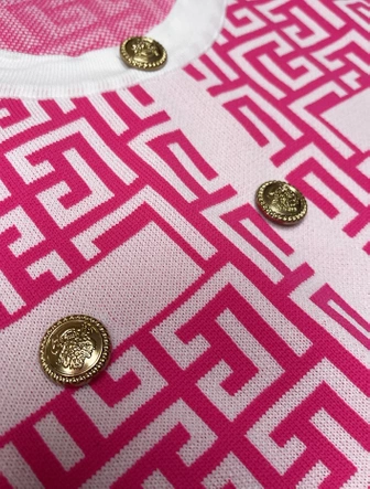 Bluzka z dzianiny z krótkim rękawem fuksja (009)