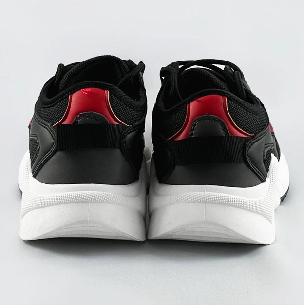 Sznurowane sneakersy z kolorowymi wstawkami czarne (6346)