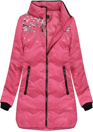KURTKA Z KAPTUREM I KIESZENIAMI RÓŻOWA (6005B)