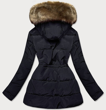 Damska parka zimowa na misiu granat / brąz (w560)