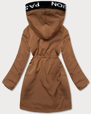 Damska kurtka z futrzaną podszewką karmelowa (B8115-22)