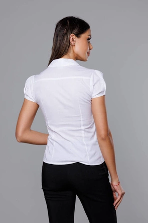 Koszula damska z krótkim rękawem biała (0666#)