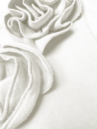 Dzianinowa bluza z różami ecru (16023)