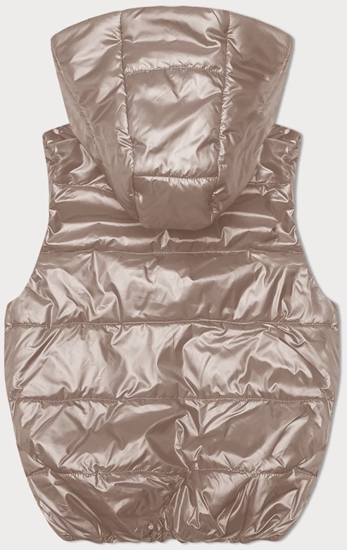 Puchowy bezrękawnik z odpinanym kapturem jasny beż (B8247-51)