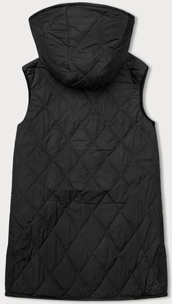 Pikowana kamizelka damska z ozdobną taśmą czarna (16M9118-392)