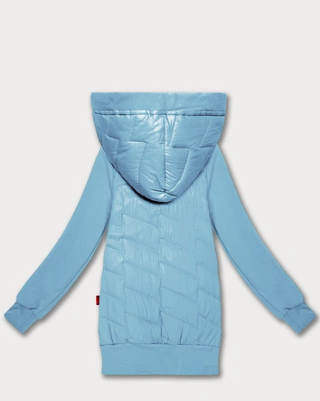 Damska bluza z kapturem z łączonych materiałów Goodlookin błękitna (AMG-175)