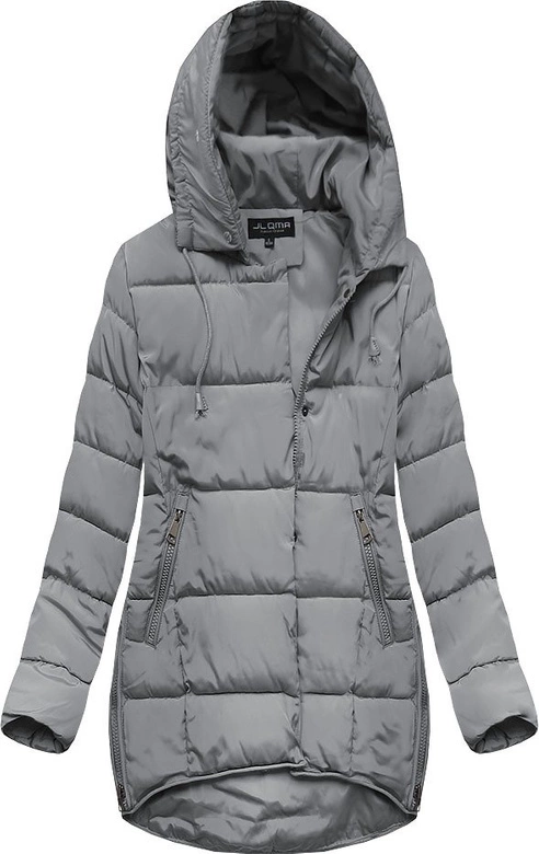 DAMSKA PIKOWANA ZIMOWA KURTKA Z KAPTUREM SZARA (X859X)