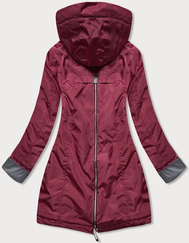 KURTKA DAMSKA Z OZDOBNYMI MANKIETAMI BORDOWA (BR9750-74)