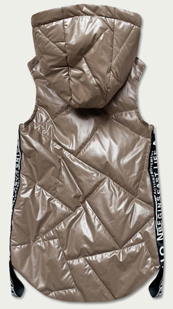 BEZRĘKAWNIK DAMSKI Z OZDOBNYMI TAŚMAMI KAKAOWY (B8011-12)