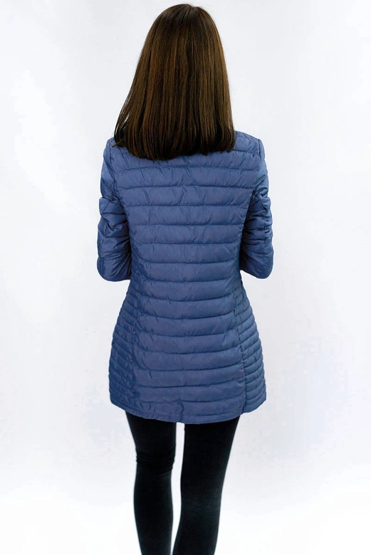 DŁUGA PIKOWANA KURTKA NIEBIESKA (21810)