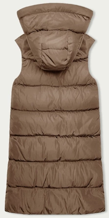 Długa kamizelka damska dwustronna beż-grafit (B8248-12)