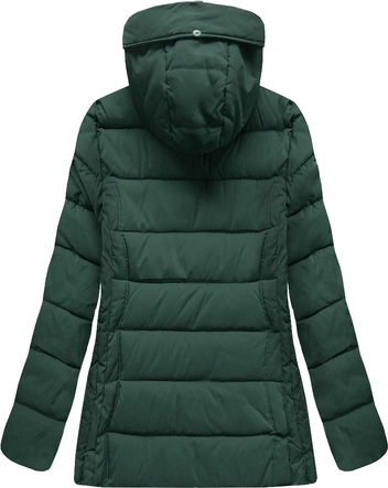 PIKOWANA KURTKA Z KAPTUREM BUTELKOWA ZIELEŃ (R9505)