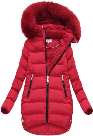 PIKOWANA KURTKA Z KAPTUREM CZERWONA (W578)