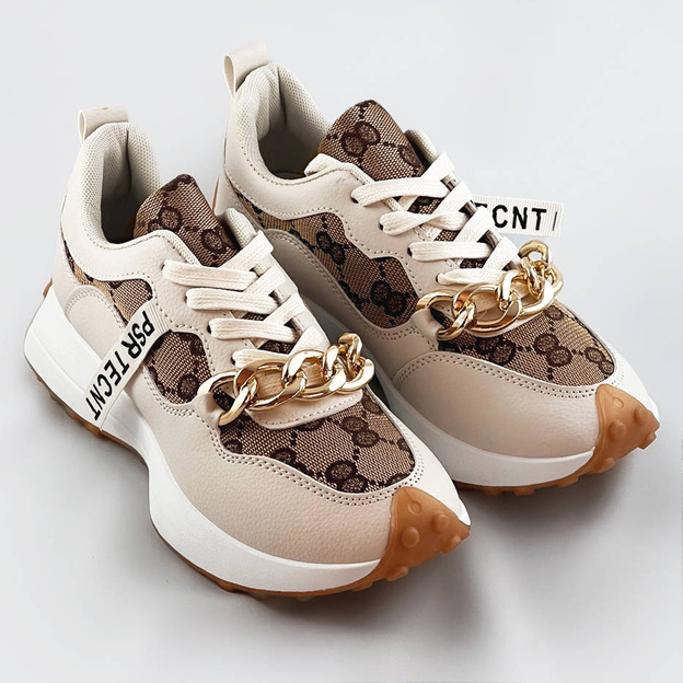 Buty sportowe z łańcuchem beżowe (n-205)