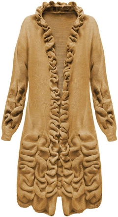 SWETER Z MARSZCZENIAMI I DZIURAMI KARMELOWY (126ART)