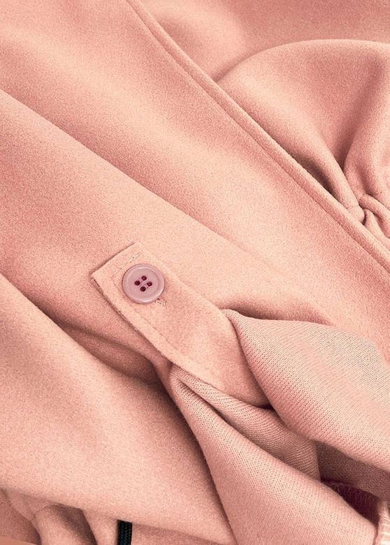 LUŹNY PŁASZCZ DAMSKI Z KLAPAMI RÓŻOWY (20536)